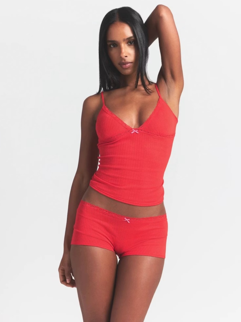 SKIMS Pointelle Lace Cami And Boy Short Set